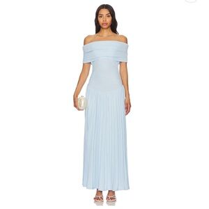 Lioness field of dreams dress. Sky Blue Off-Shoulder Maxi Dress
